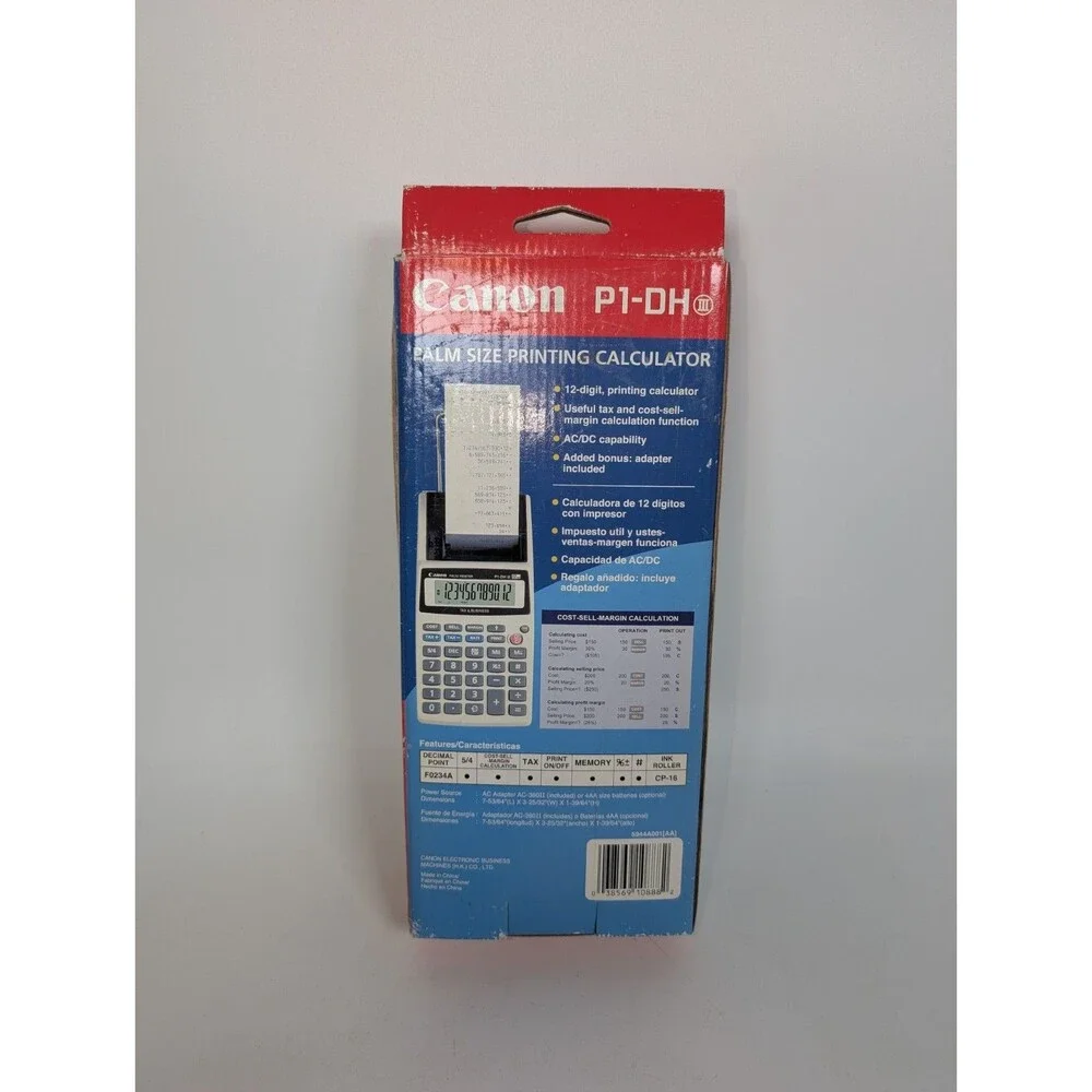 Canon P1-DH III Palm Size Printing Calculator New In Box 12 Digit Business AC